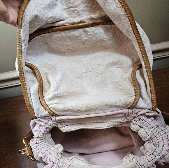 Auth Louis Vuitton Sunshine Pm Burgundy and Blue Denim Jean Cross body Bag - Picture 12 of 15